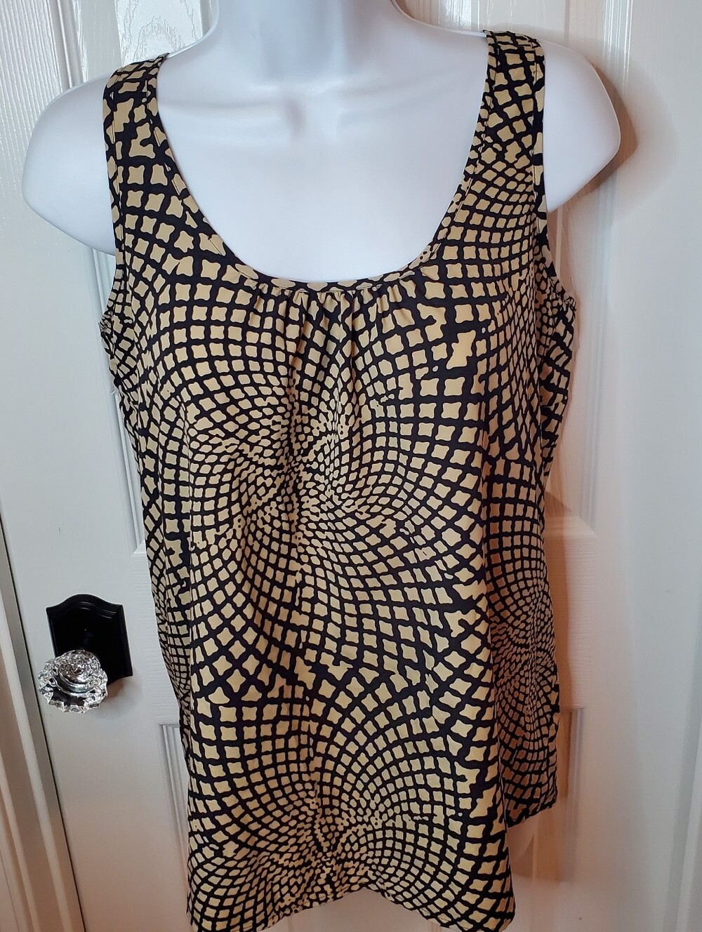 Cynthia Steffe - Tank Top - Tan & Black - Geometric Print - Sz. M